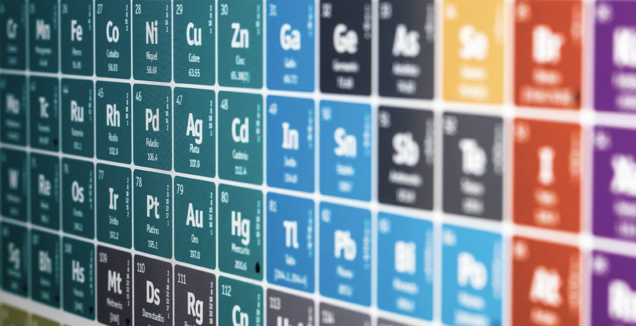 A portion of a colorful Periodic Table.